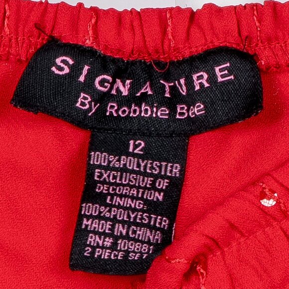 Signature Robbie Bee Maxi Skirt 12 Womens Red Requin Ruffle Twirl Stitching - Picture 4 of 5